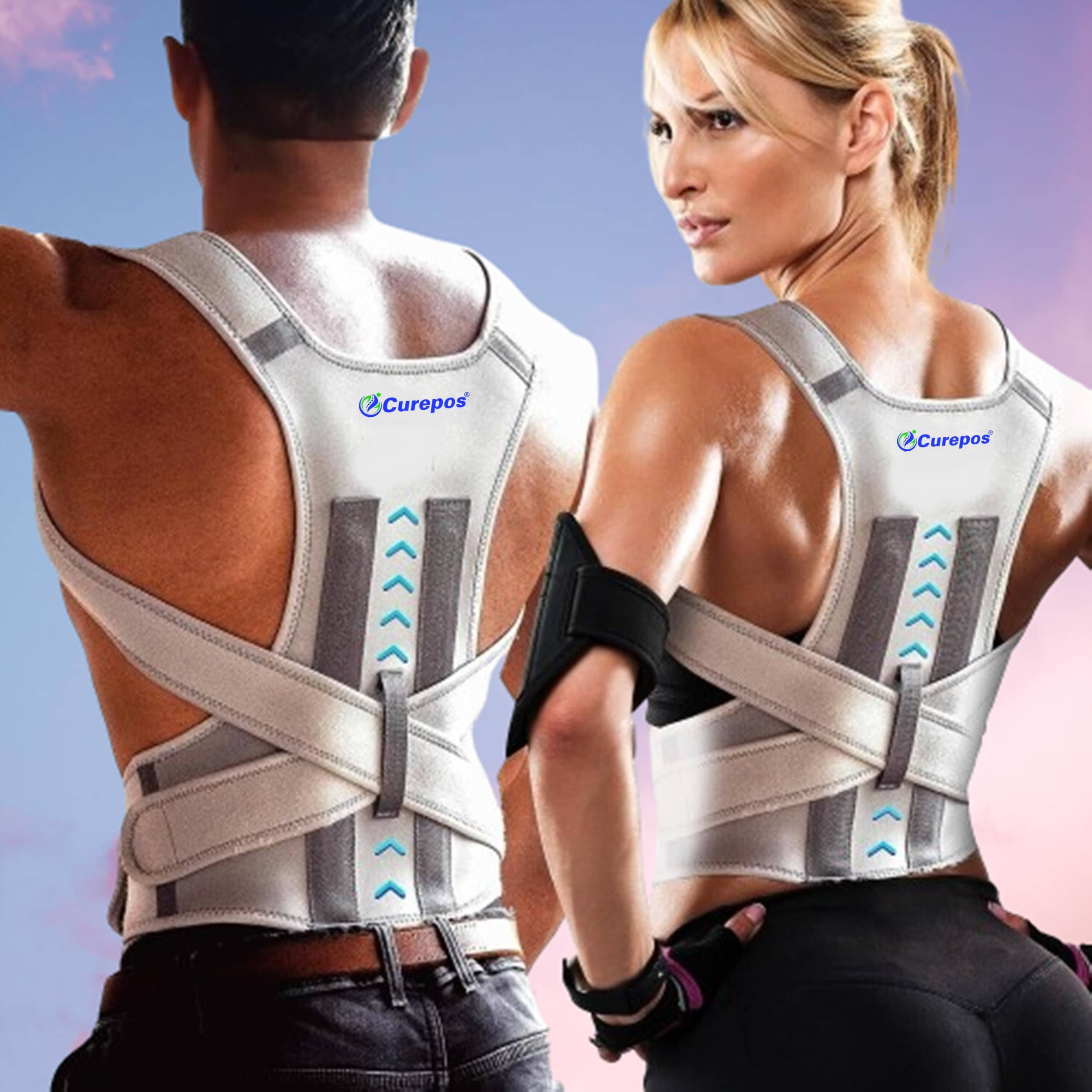     			CUREPOS Posture Corrector Back Support ( Free Size - Size )
