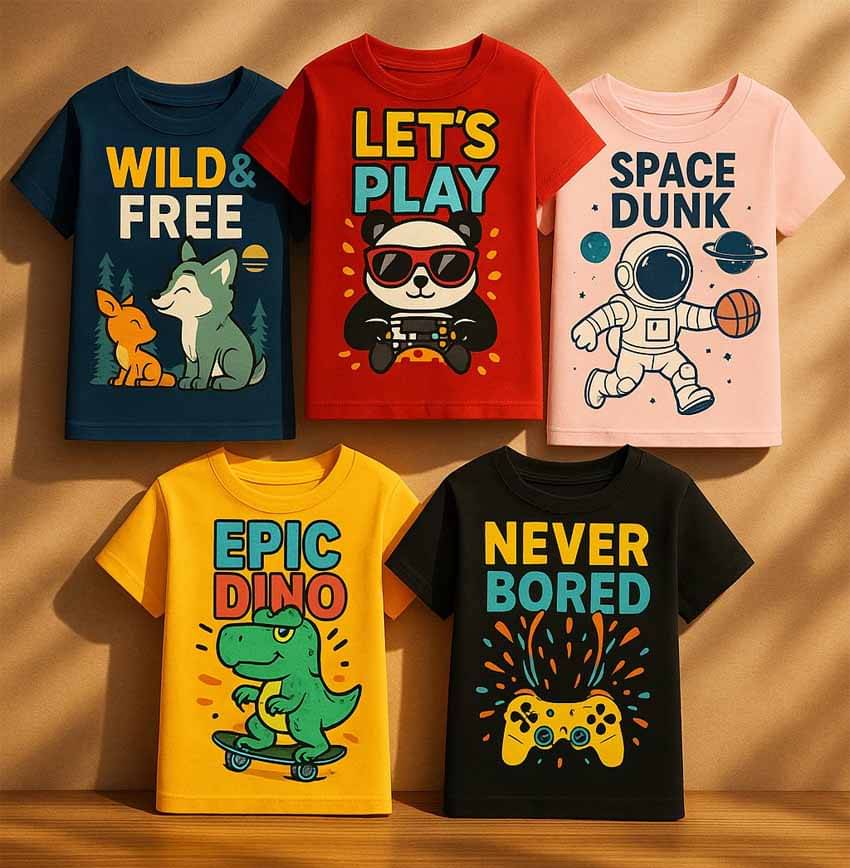     			CUTE TREND Pack of 5 Boys Cotton T-Shirt ( Multicolor 5 )