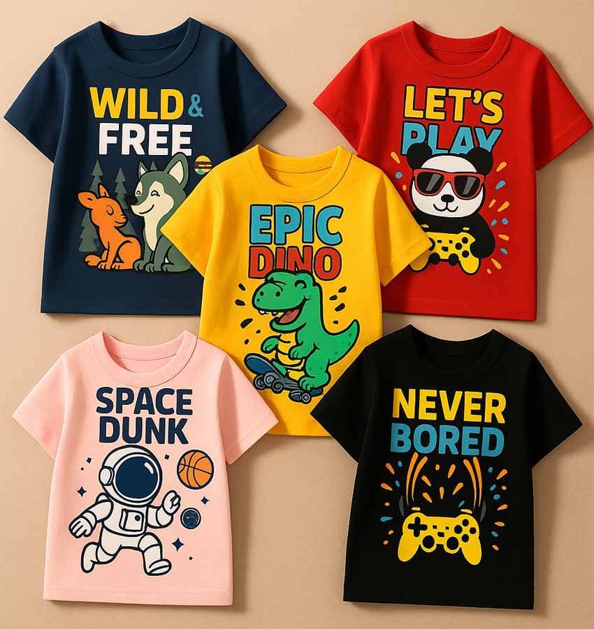     			CUTE TREND Pack of 5 Boys Cotton T-Shirt ( Multicolor 5 )