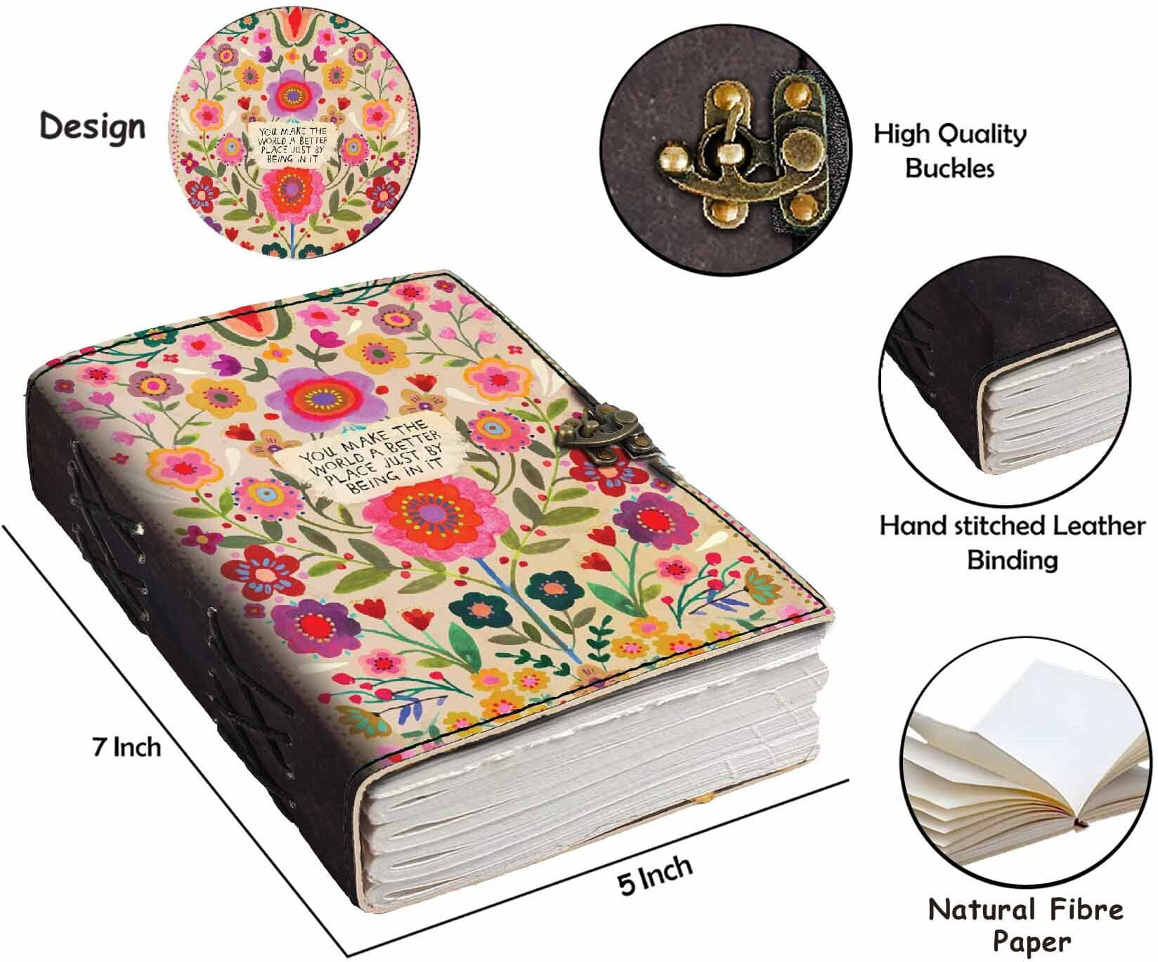 DI-KRAFT Printed Designer leather cover Diary with Lock For Office|Gift|SIZE 5*7 INCHES A5 Diary unruled 200 Pages (multicolor17) DI-KRAFT Printed Designer leather cover Diary with Lock For Office|Gift|SIZE 5*7 INCHES A5 Diary unruled 200 Pages (multicolor17)