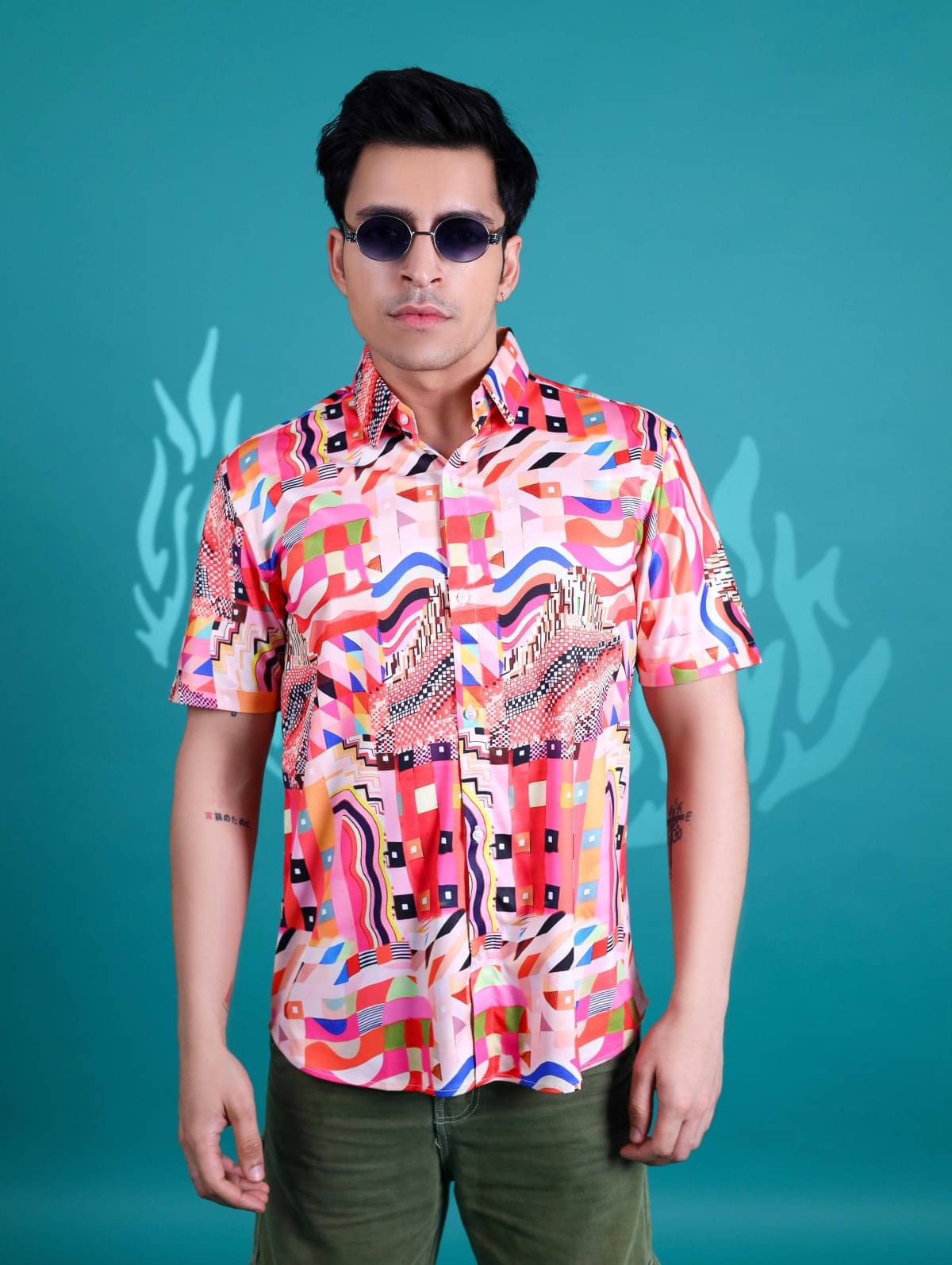 Fesner Cotton Blend Regular Fit Printed Half Sleeves Men's Casual Shirt - Multicolor ( Pack of 1 ) Fesner Cotton Blend Regular Fit Printed Half Sleeves Men's Casual Shirt - Multicolor ( Pack of 1 )