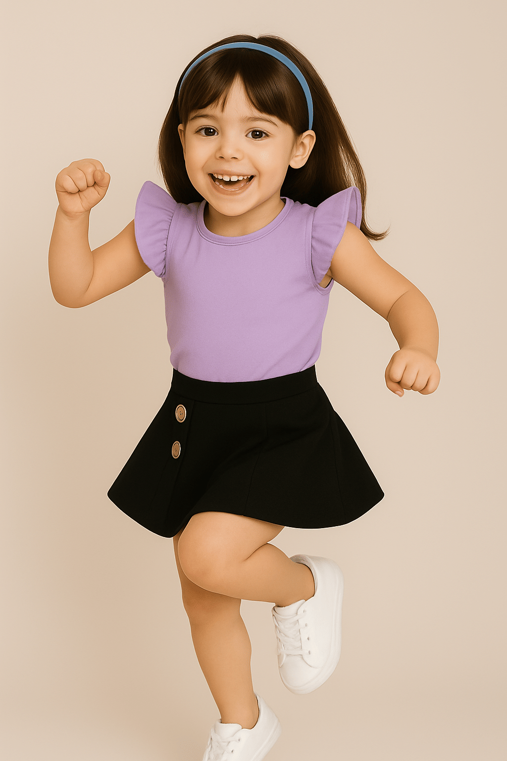     			HAVEN_CLOTHING Pack of 1 Girls Acrylic T-shirt & Skirt ( Purple )