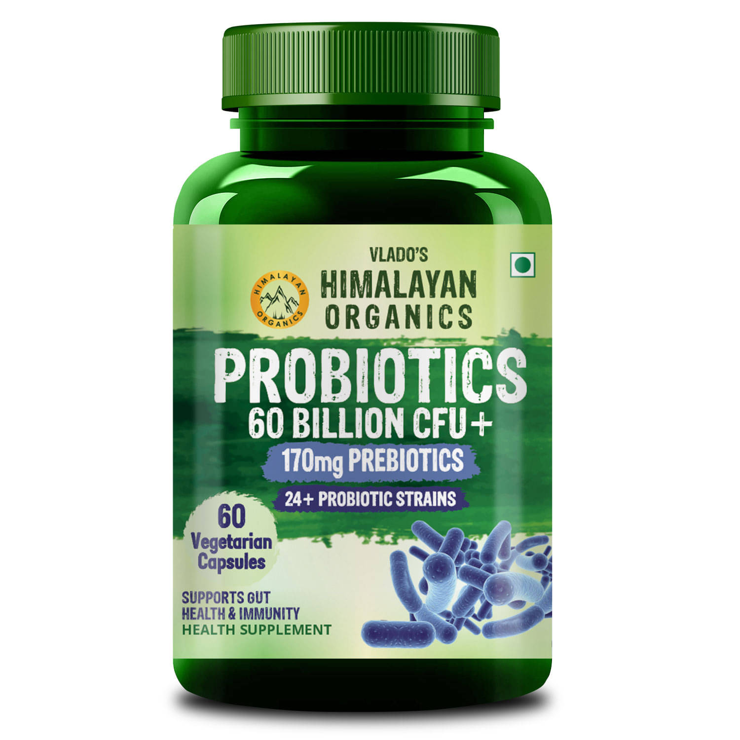 Vlado's Himalayan Organics Probiotics 60 Billion CFU + Prebiotics Gut Veg Capsule, Immunity & Wellness 60 No.s Vlado's Himalayan Organics Probiotics 60 Billion CFU + Prebiotics Gut Veg Capsule, Immunity & Wellness 60 No.s