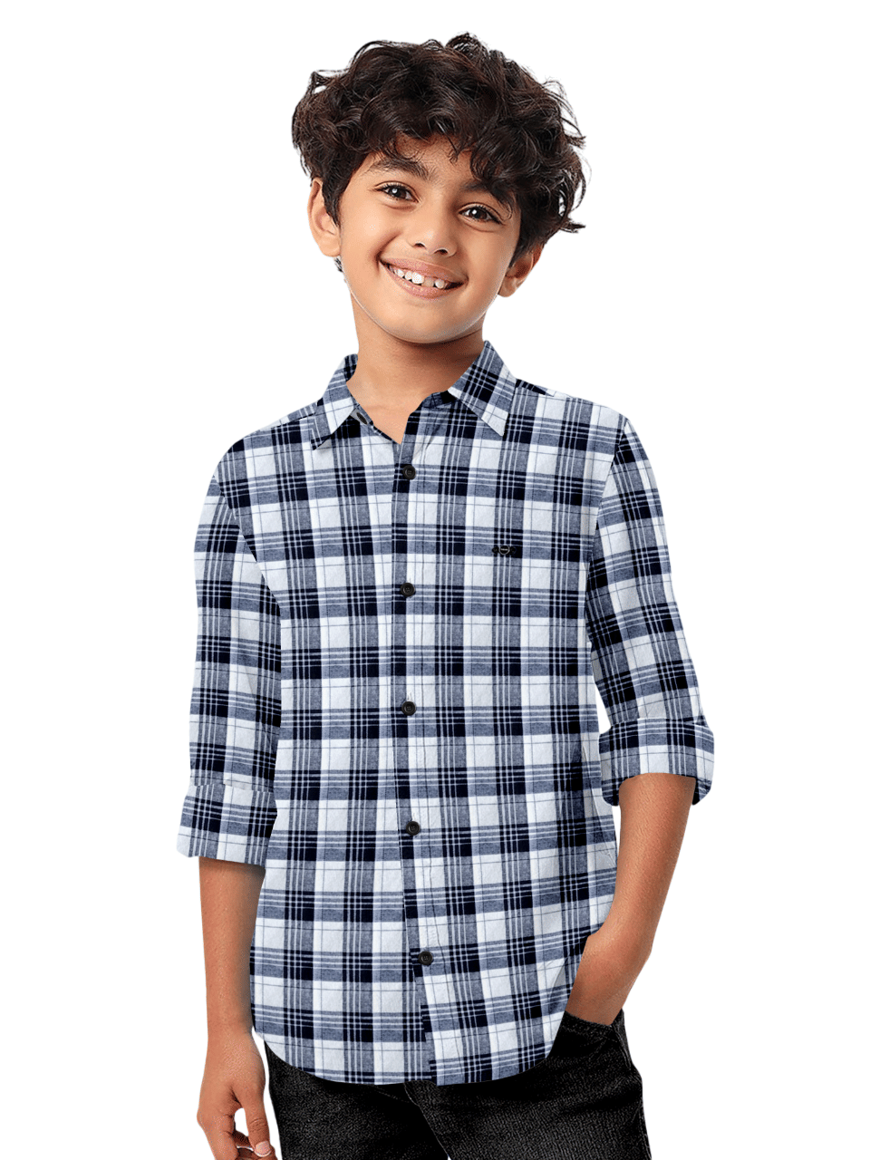     			JABAK CREATION Pack of 1 Boys Cotton Blend Full Sleeves Shirt ( White,Black )