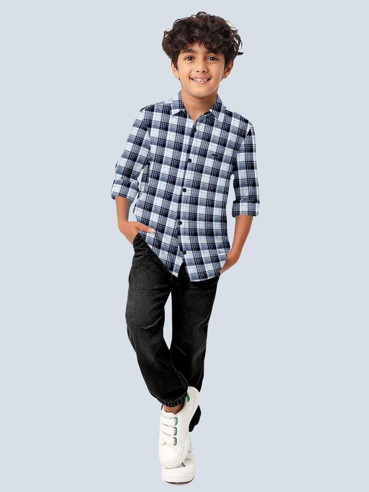 JABAK CREATION Pack of 1 Boys 100% Cotton Full Sleeves Shirt ( Black ) JABAK CREATION Pack of 1 Boys 100% Cotton Full Sleeves Shirt ( Black )
