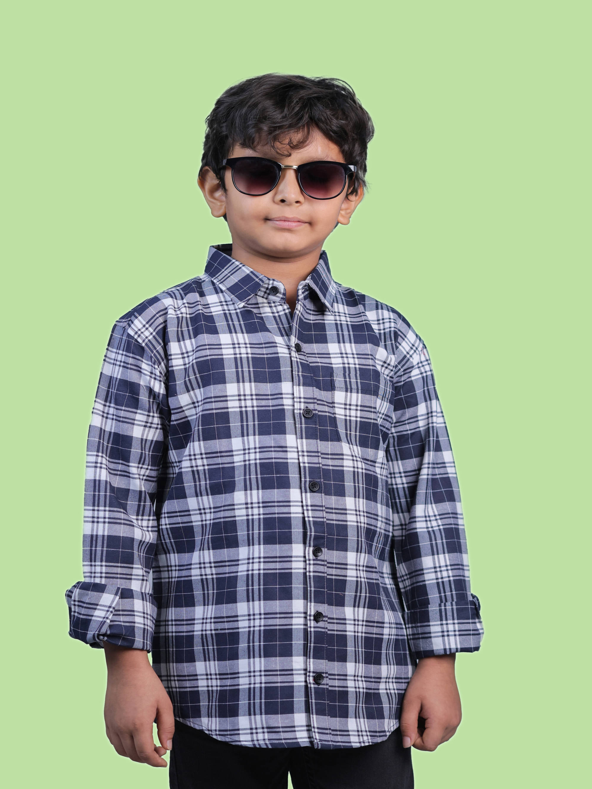 JABAK CREATION Pack of 1 Boys Cotton Blend Full Sleeves Shirt ( Blue,White ) JABAK CREATION Pack of 1 Boys Cotton Blend Full Sleeves Shirt ( Blue,White )