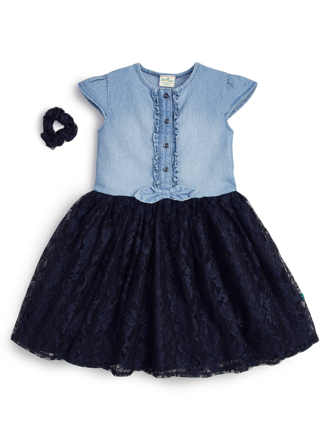     			Juscubs Cotton Frock For Girls ( Pack of 1 , Navy Blue )