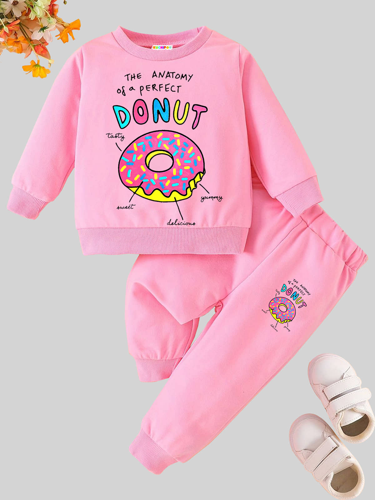 Kuchipoo Pack of 2 Girls Cotton Blend Sweartshirt & Trackpants ( Multicolor )