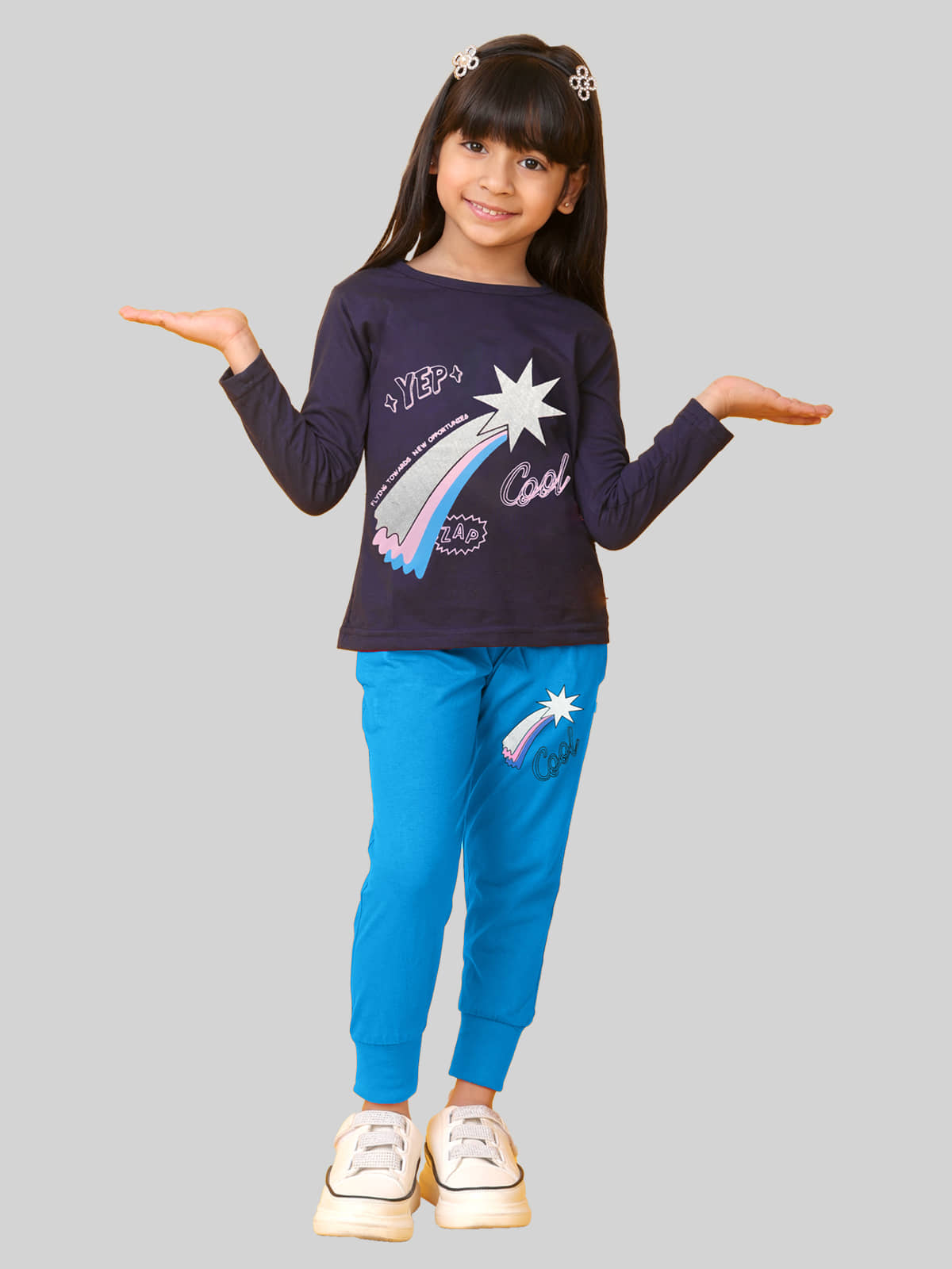 Kuchipoo Pack of 1 Girls Cotton Blend T-shirt & Pants ( Multicolor )