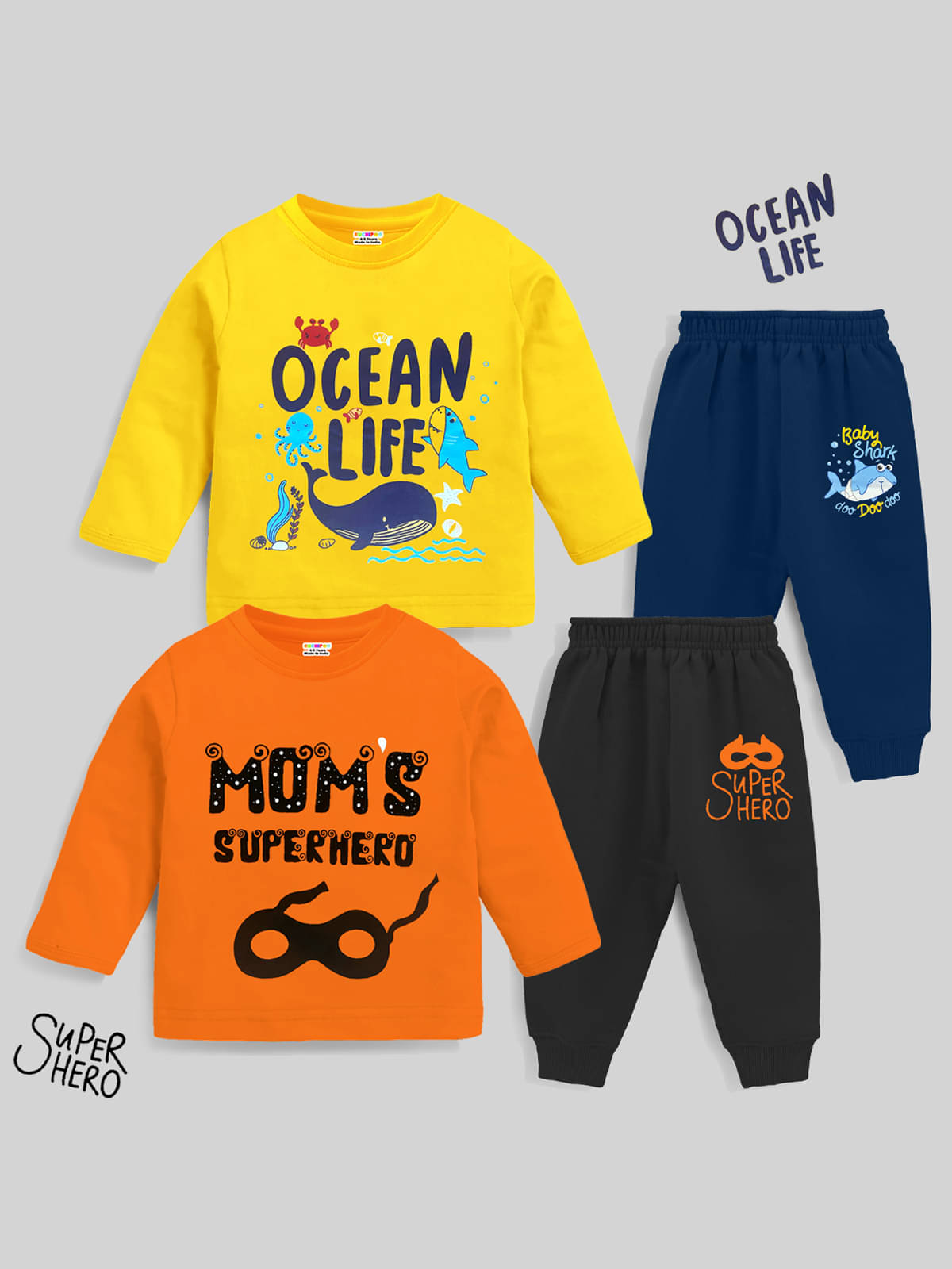     			Kuchipoo Pack of 2 Boys Cotton Blend T-Shirt & Pants Set ( Multicolor 15 )