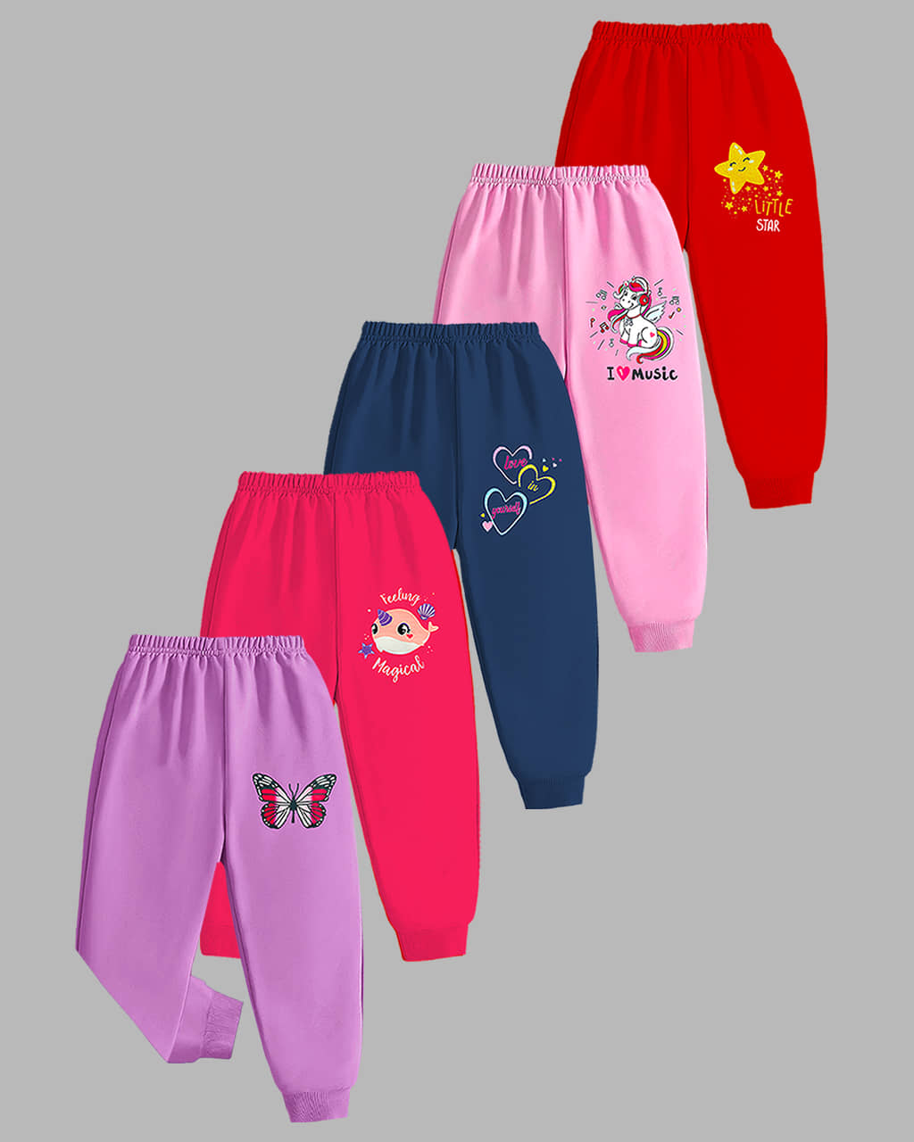 Kuchipoo Pack of 5 Girls Cotton Blend Legging ( Multicolor 1 )