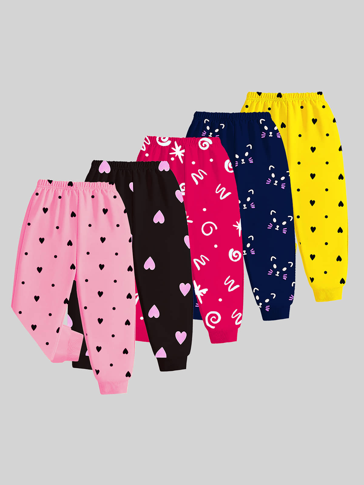Kuchipoo Pack of 5 Girls Cotton Blend Legging ( Multicolor 1 ) - Track Pants | Buy online on ZillyBuy