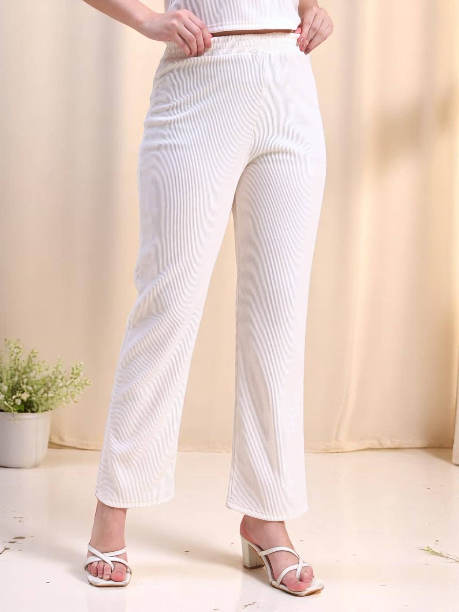     			Leewan Pack of 1 Cotton Straight Women's Casual Pants ( Cream )