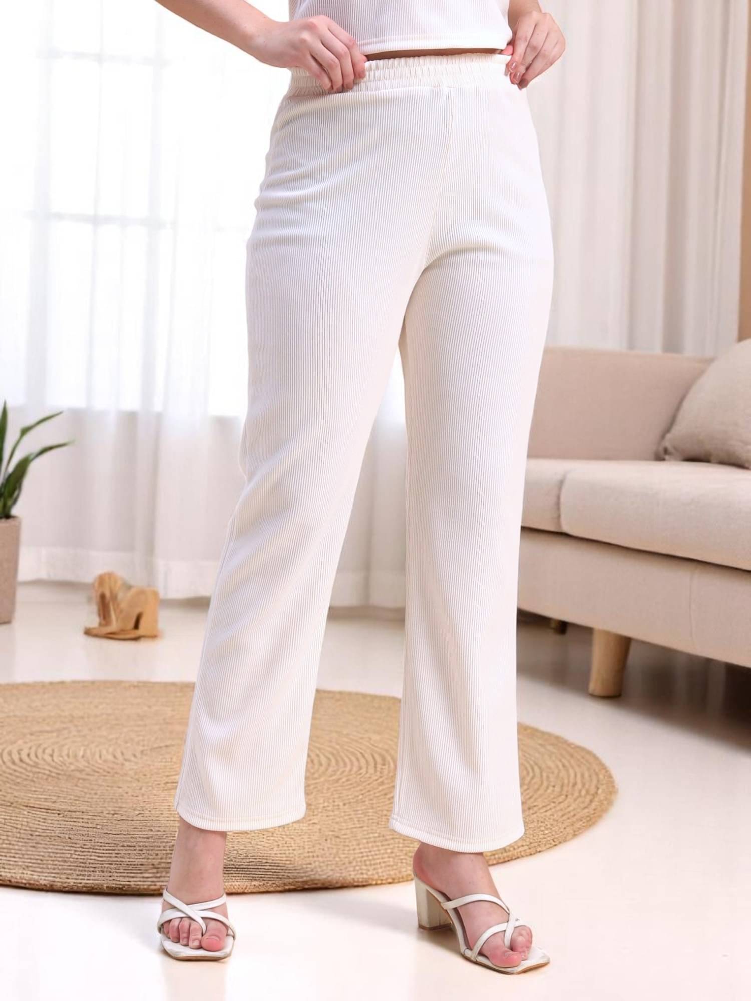     			Leewan Pack of 1 Cotton Straight Women's Casual Pants ( Cream )