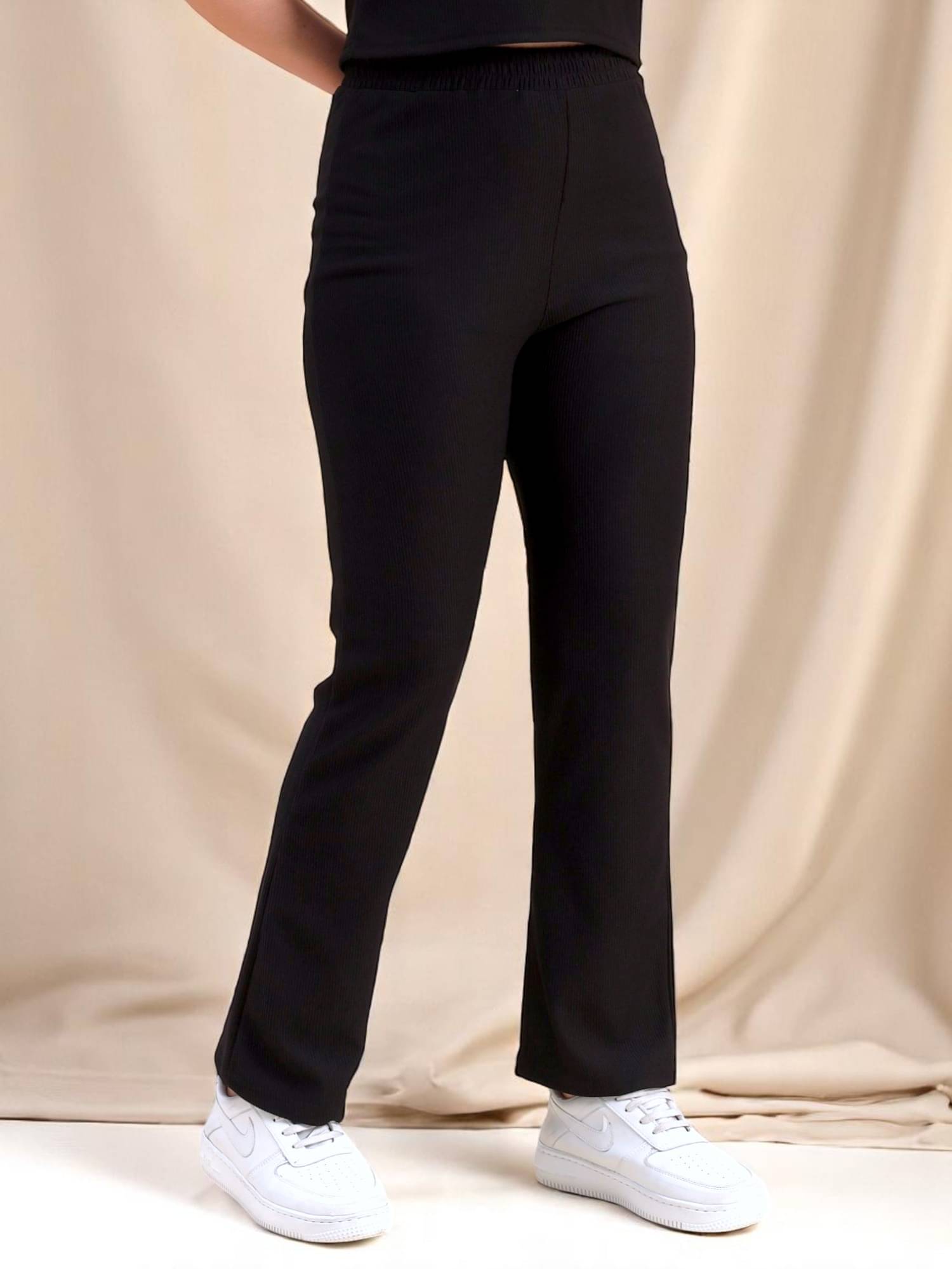     			Leewan Pack of 1 Cotton Straight Women's Casual Pants ( Black )