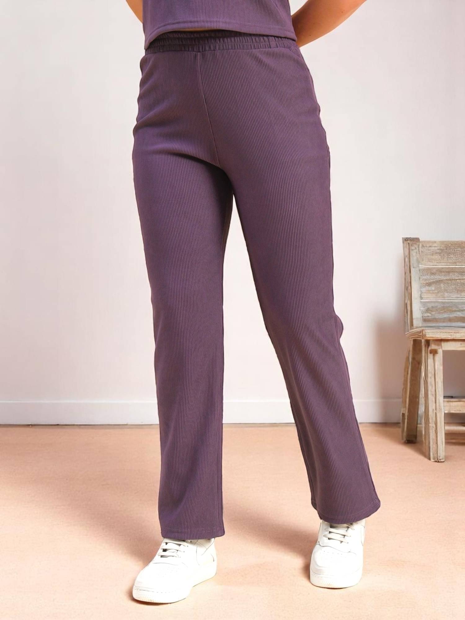     			Leewan Pack of 1 Cotton Straight Women's Casual Pants ( Lavender )