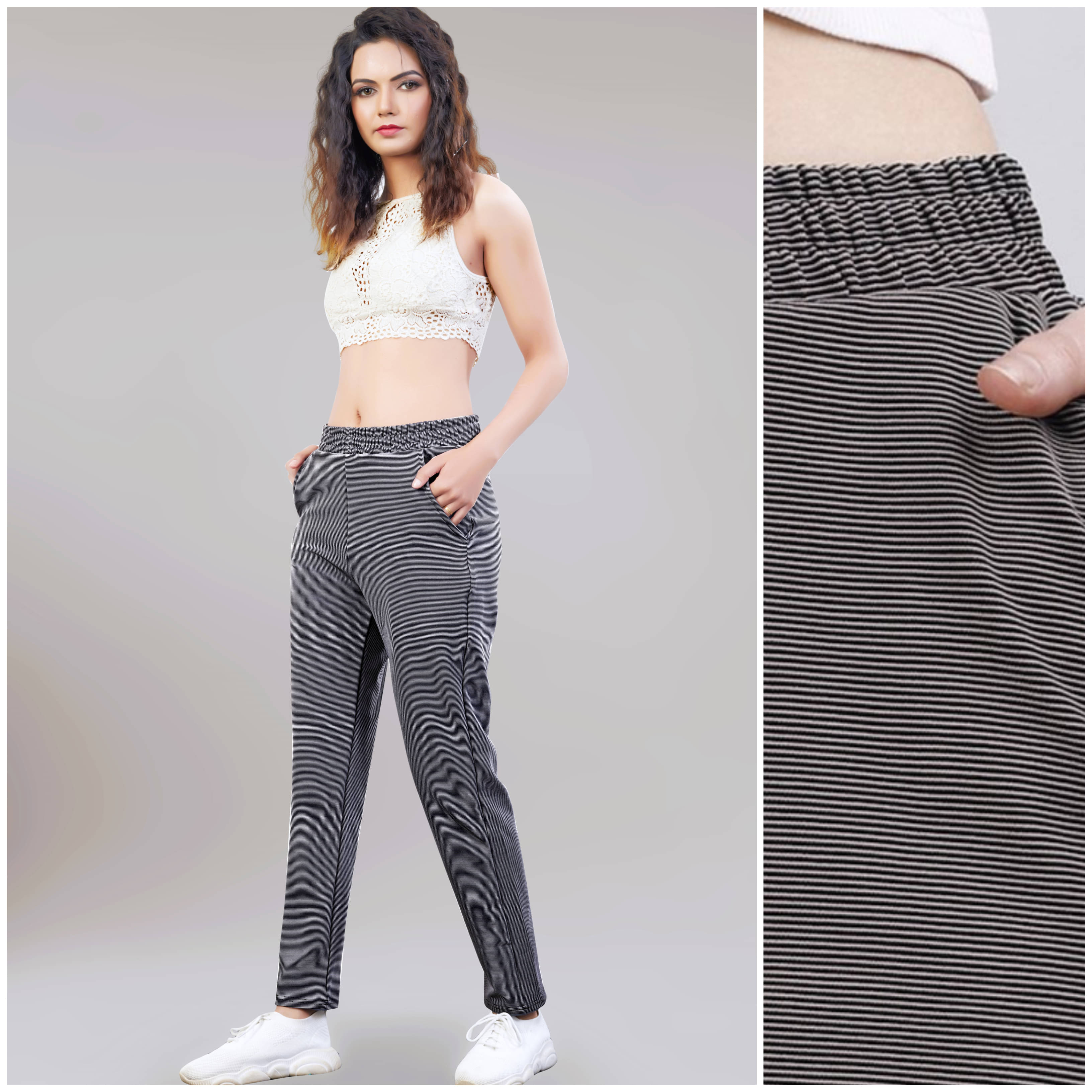     			Leewan Women Cotton Blend Straight Pant ( Light Grey )