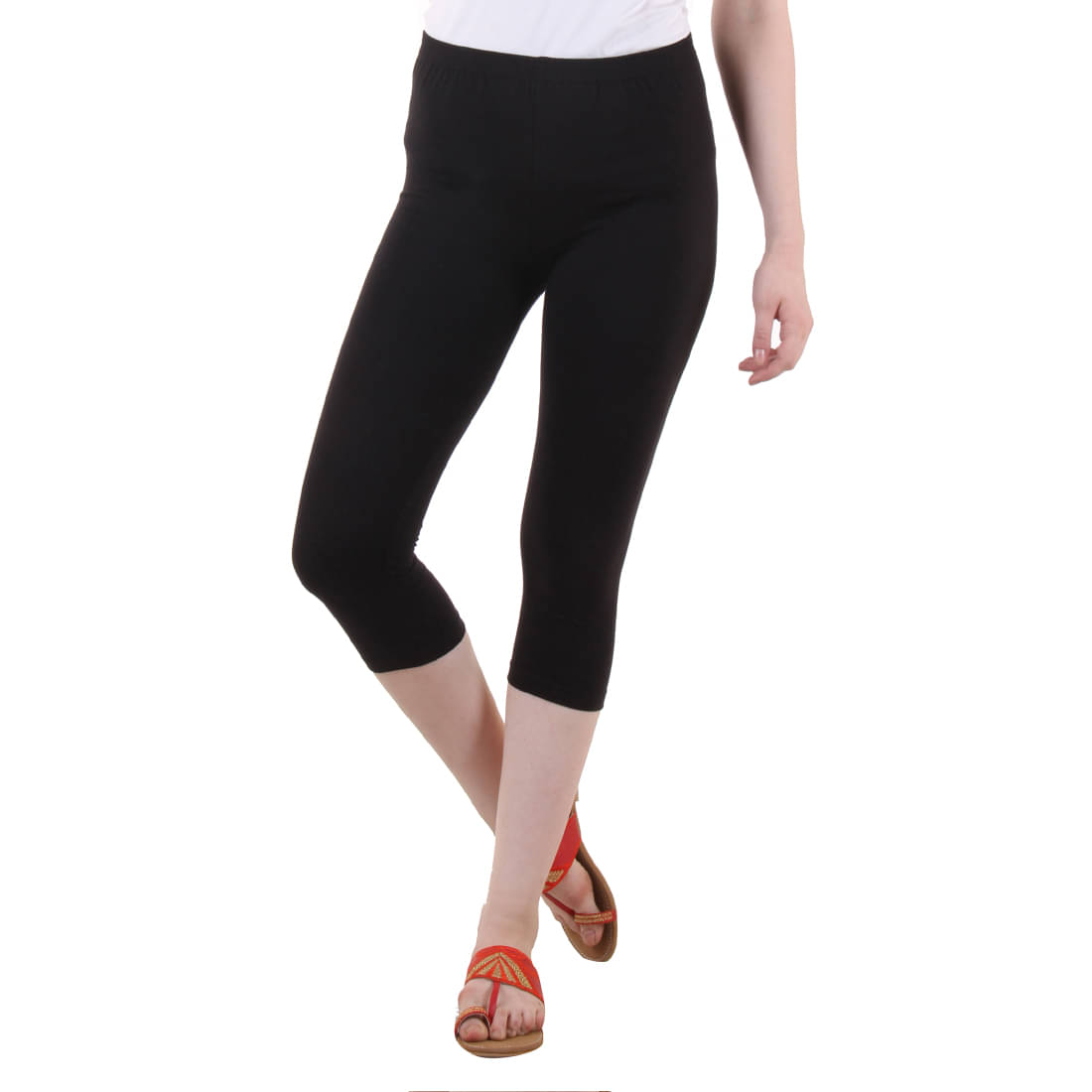     			Myo Cotton Lycra Capris - Black Single