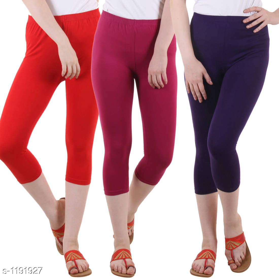     			Myo Cotton Lycra Capris - Multi Color Pack of 3