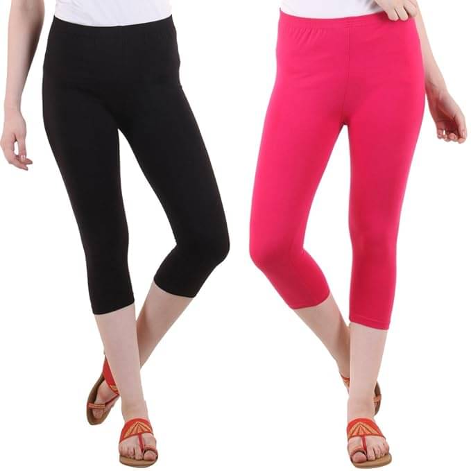     			Myo Cotton Lycra Capris - Multi Color Pack of 2