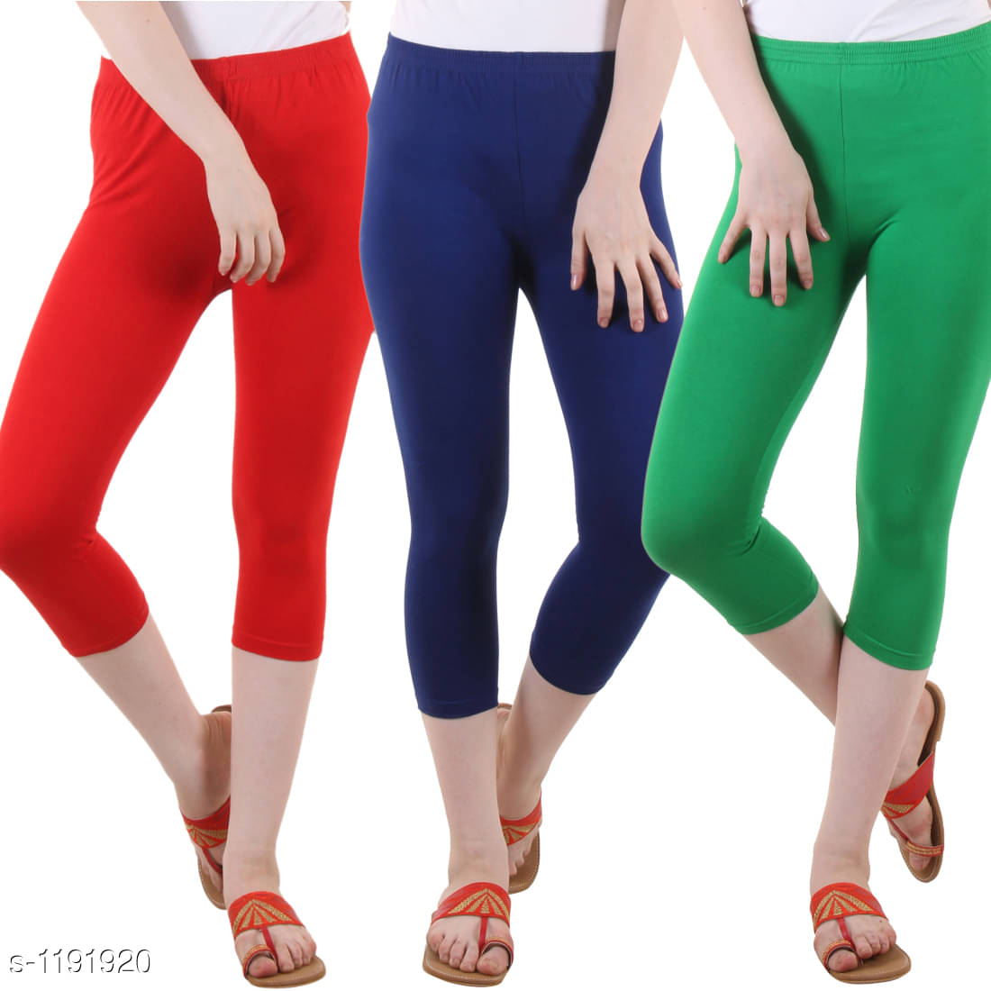     			Myo Cotton Lycra Capris - Multi Color Pack of 3
