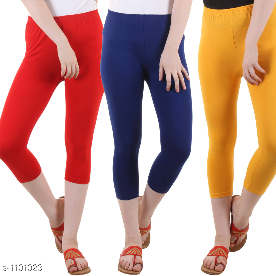     			Myo Cotton Lycra Capris - Multi Color Pack of 3