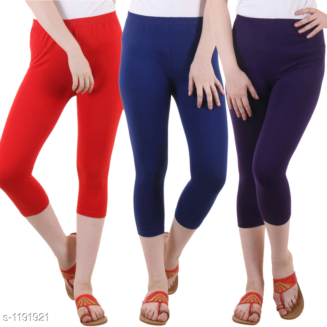     			Myo Cotton Lycra Capris - Multi Color Pack of 3