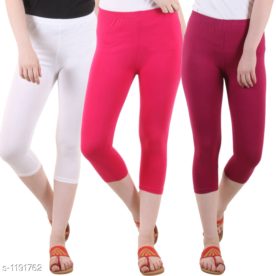     			Myo Cotton Lycra Capris - Multi Color Pack of 3