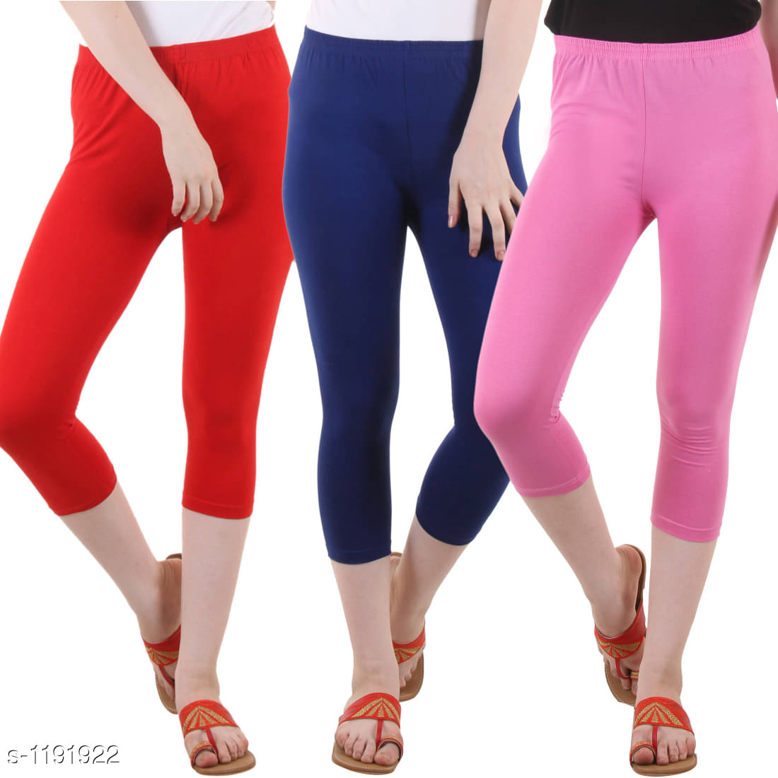     			Myo Cotton Lycra Capris - Multi Color Pack of 3