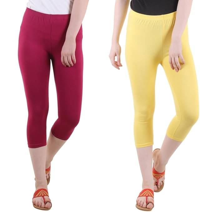     			Myo Cotton Lycra Capris - Multi Color Pack of 2