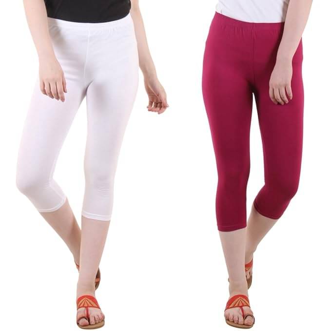     			Myo Cotton Lycra Capris - Multi Color Pack of 2