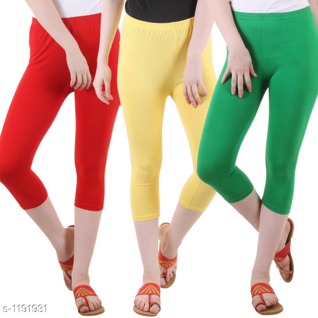     			Myo Cotton Lycra Capris - Multi Color Pack of 3