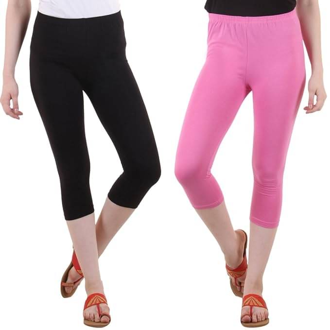     			Myo Cotton Lycra Capris - Multi Color Pack of 2