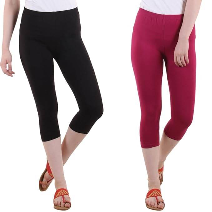     			Myo Cotton Lycra Capris - Multi Color Pack of 2