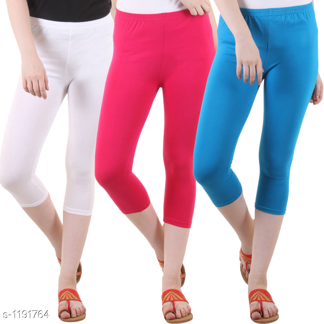     			Myo Cotton Lycra Capris - Multi Color Pack of 3