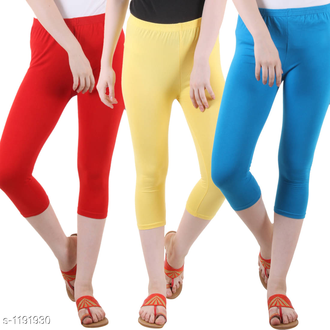     			Myo Cotton Lycra Capris - Multi Color Pack of 3
