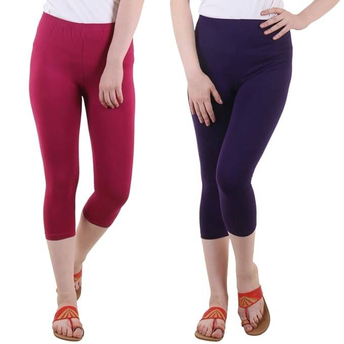     			Myo Cotton Lycra Capris - Multi Color Pack of 2