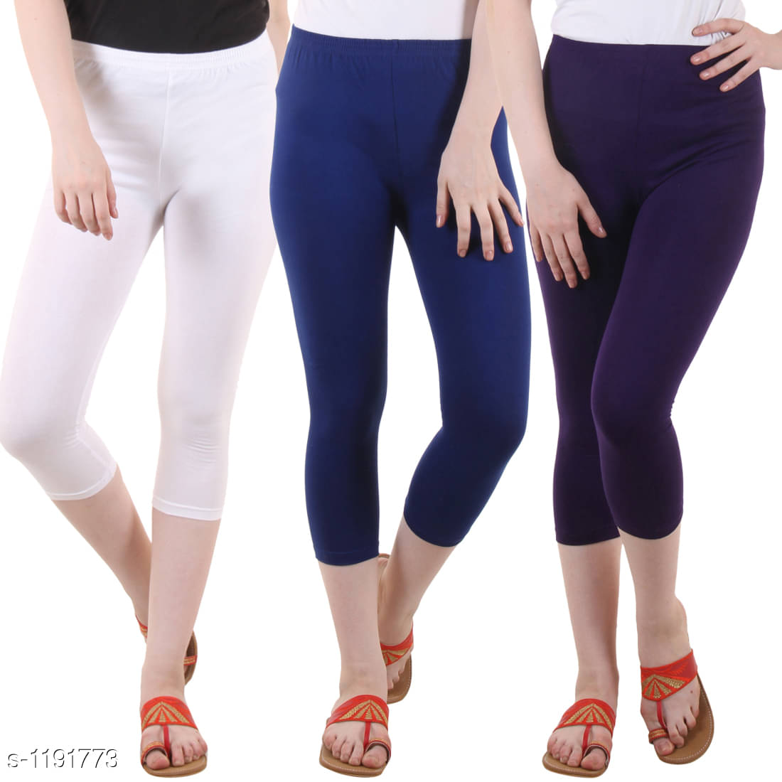     			Myo Cotton Lycra Capris - Multi Color Pack of 3