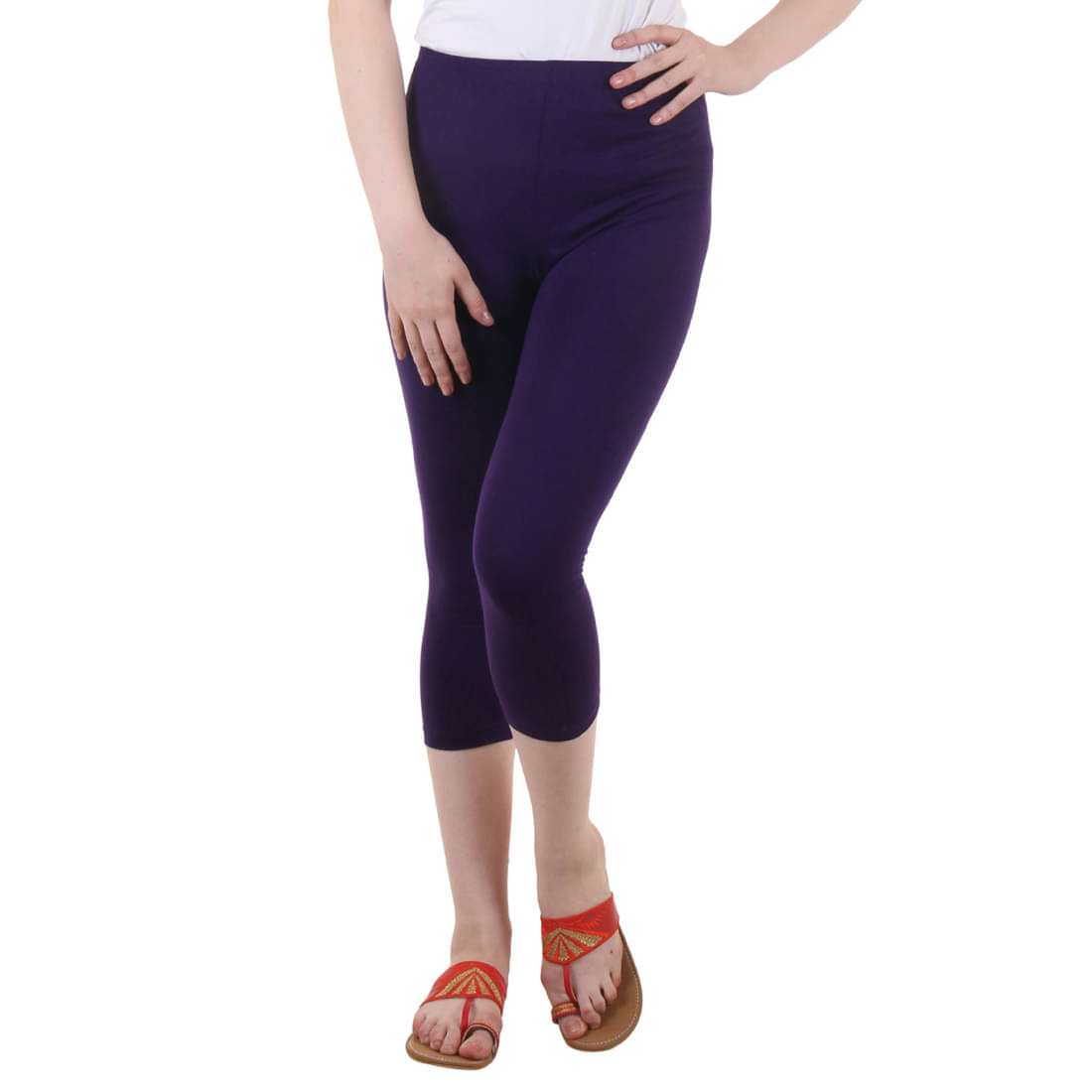     			Myo Cotton Lycra Capris - Purple Single