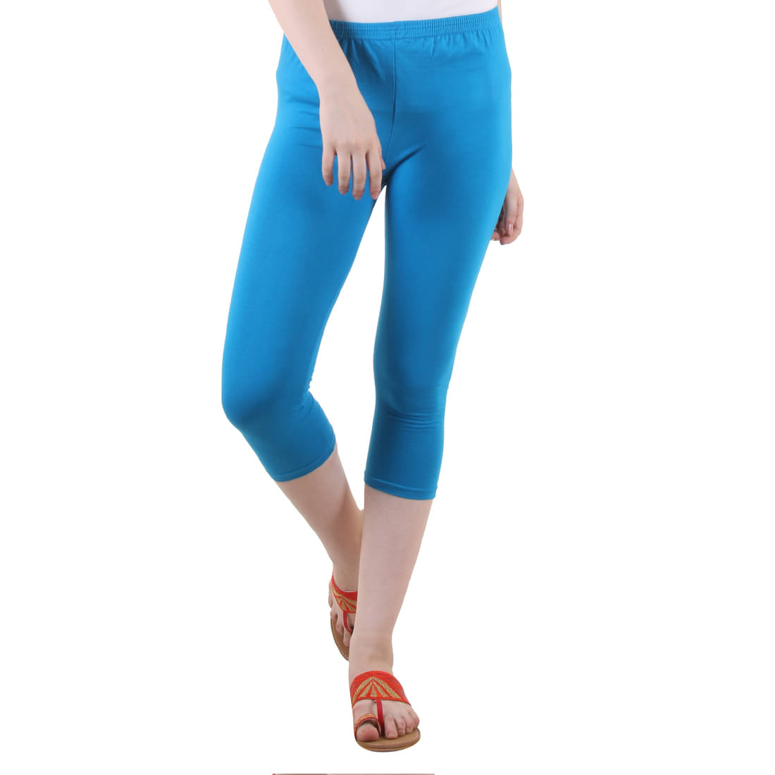     			Myo Cotton Lycra Capris - Turquoise Single