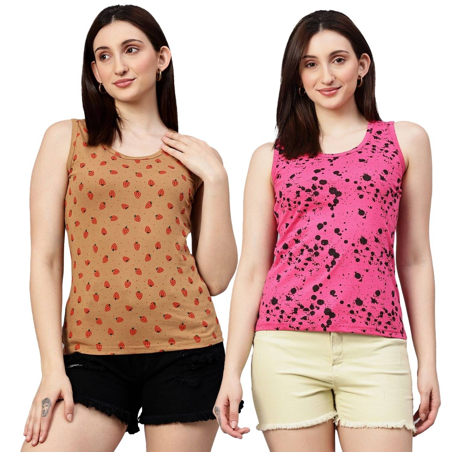 Myo Women's Cotton Tank Top ( Multicolor 2 )     			Myo Women's Cotton Tank Top ( Multicolor 2 )