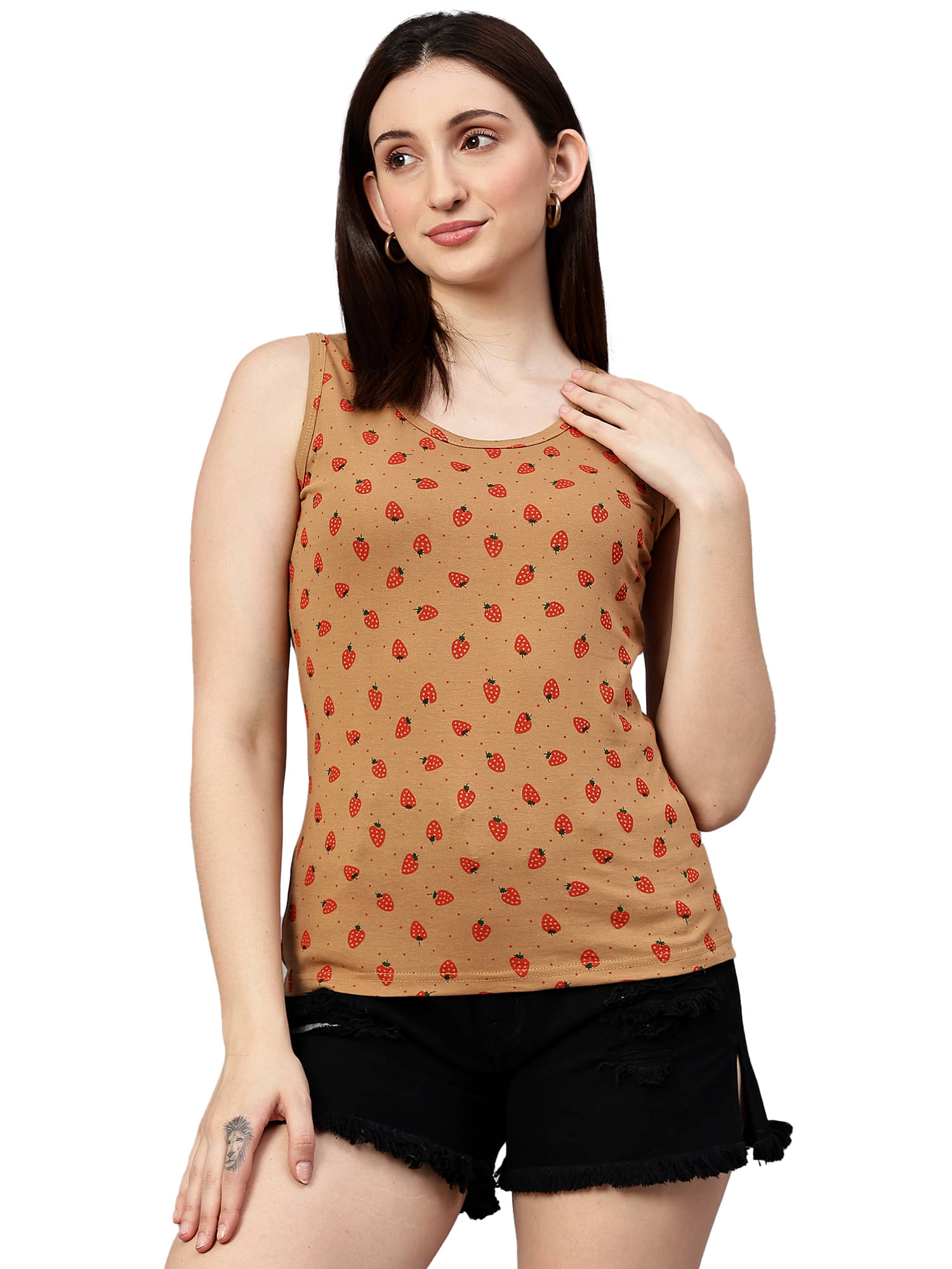 Myo Women's Cotton Tank Top ( Khaki ) Myo Women's Cotton Tank Top ( Khaki )