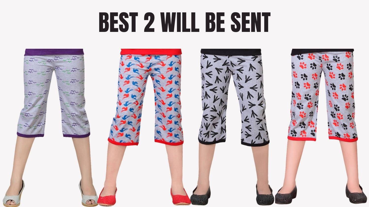     			NOW OR NEVER Pack of 2 Girls Cotton Capris ( Multicolor 1 )