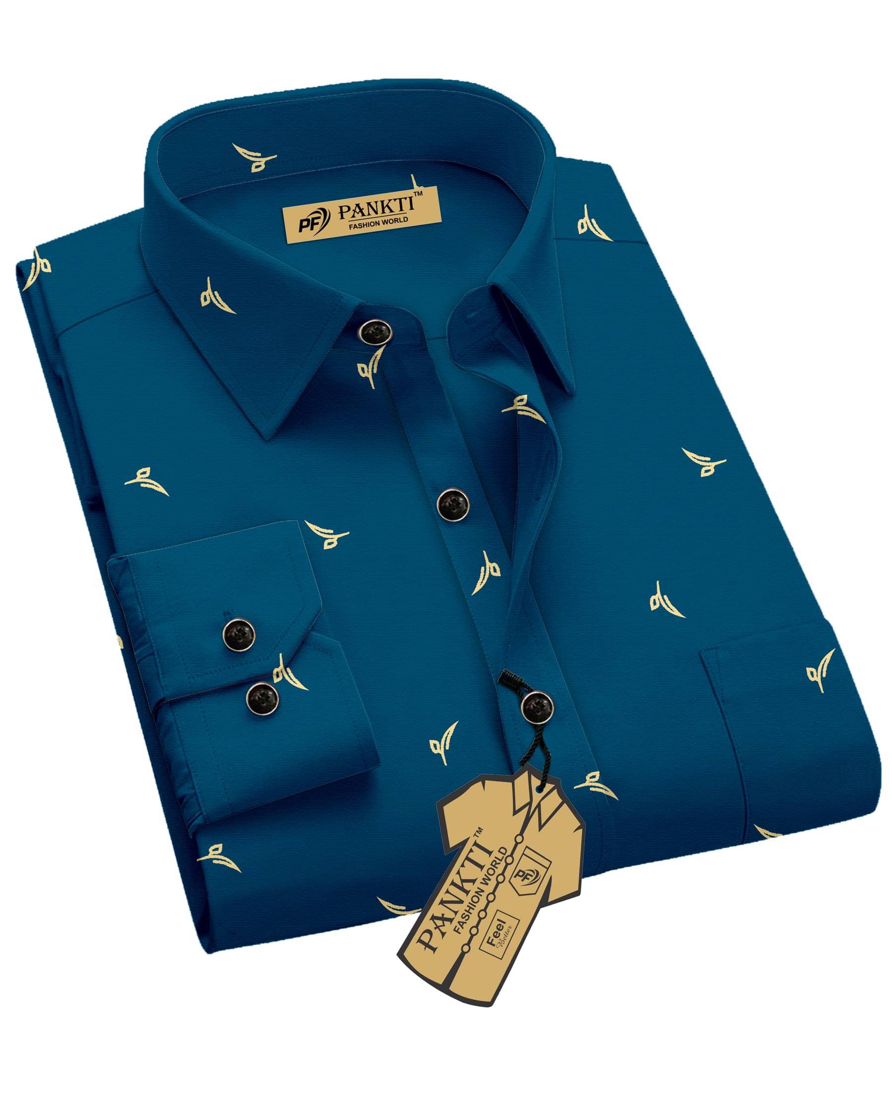 PANKTI FASHION 100% Cotton Regular Fit Printed Full Sleeves Men's Casual Shirt - Blue ( Pack of 1 ) PANKTI FASHION 100% Cotton Regular Fit Printed Full Sleeves Men's Casual Shirt - Blue ( Pack of 1 )