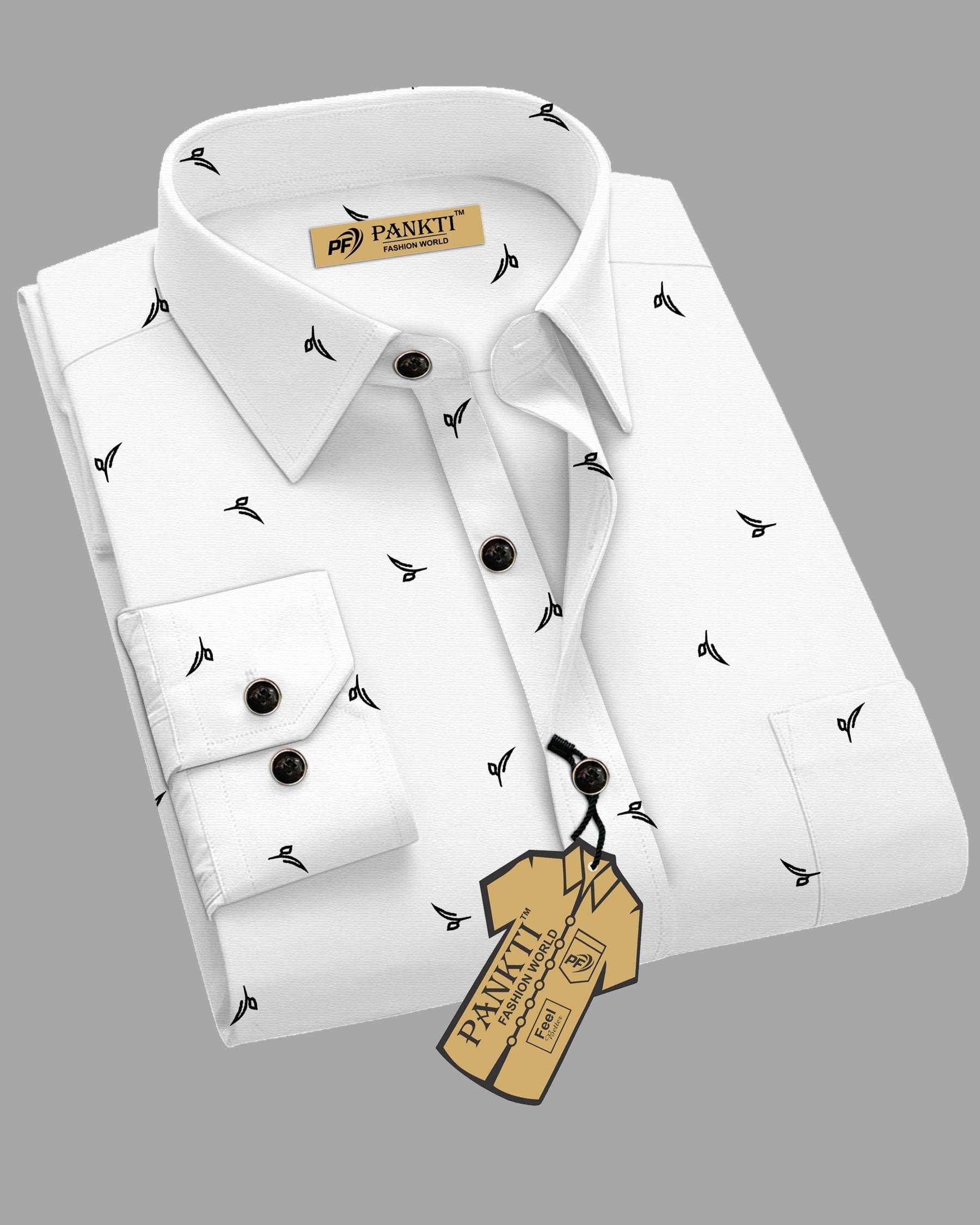     			PANKTI FASHION 100% Cotton Regular Fit Printed Full Sleeves Men's Casual Shirt - White ( Pack of 1 )