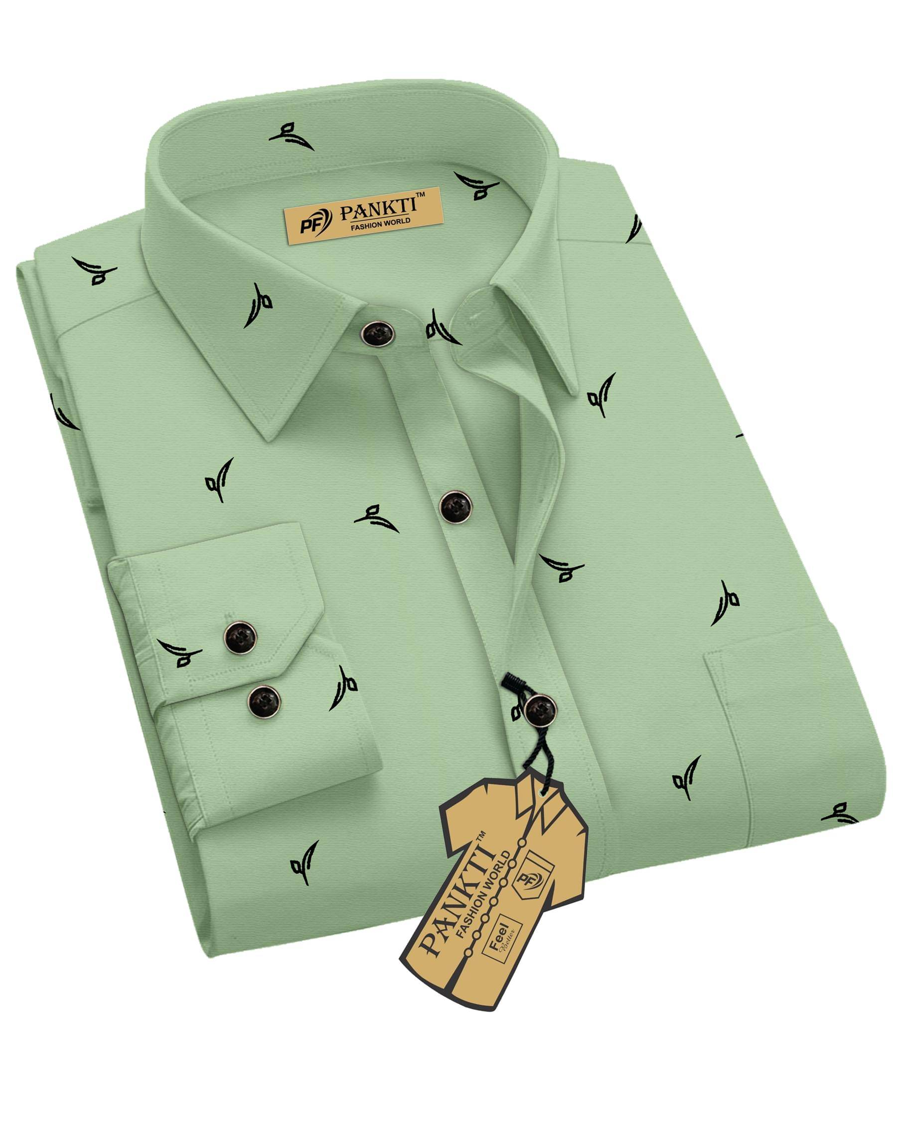 PANKTI FASHION 100% Cotton Regular Fit Printed Full Sleeves Men's Casual Shirt - Light Green ( Pack of 1 )     			PANKTI FASHION 100% Cotton Regular Fit Printed Full Sleeves Men's Casual Shirt - Light Green ( Pack of 1 )