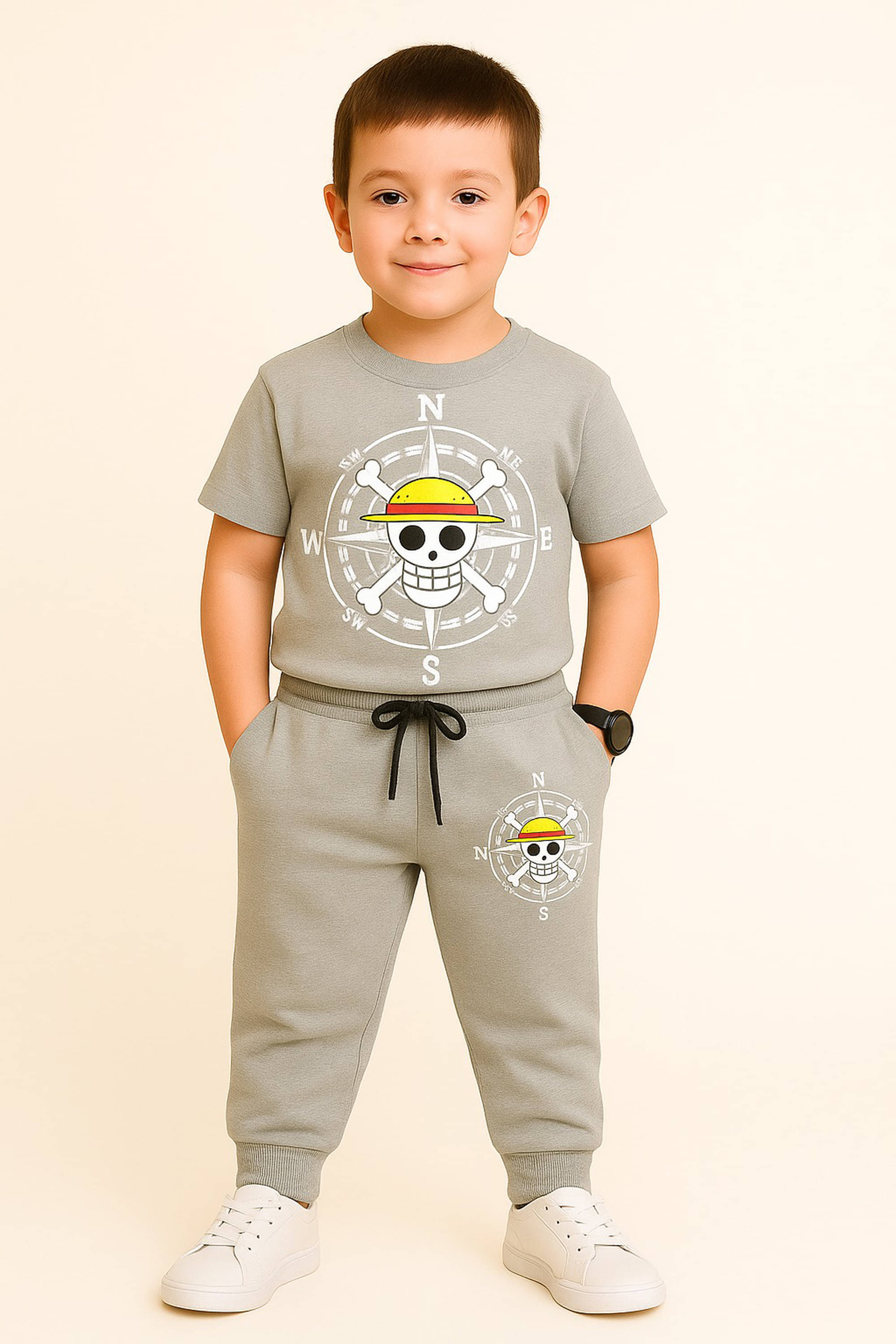     			Paryag Pack of 1 Boys Cotton Blend Tshirt & Pajama Set ( Grey )