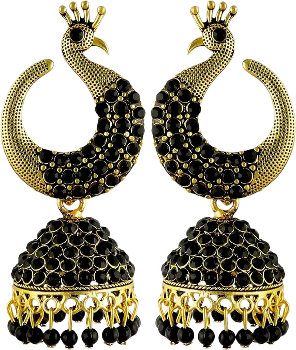     			Shree Ju Black Jhumki Earrings ( Pack of 1 )