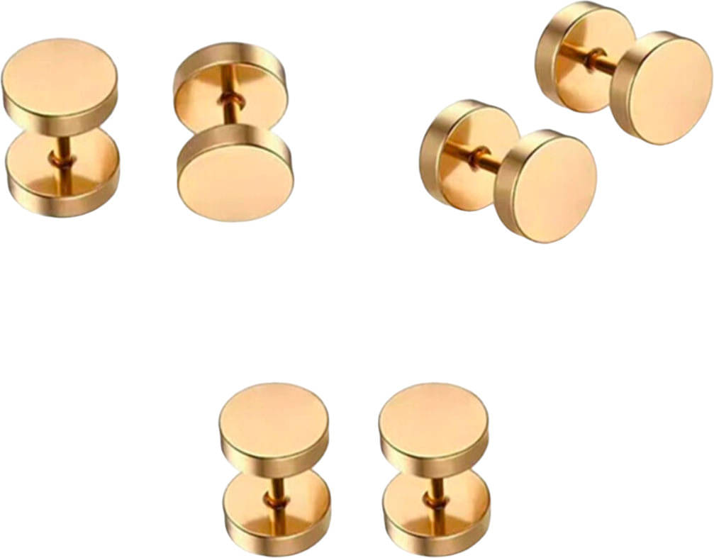     			Shree Ju Gold Plug Earrings ( Pack of 3 )
