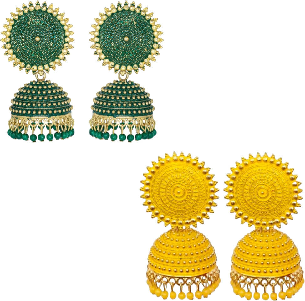     			Shree Ju Multicolor Jhumki Earrings ( Pack of 2 )